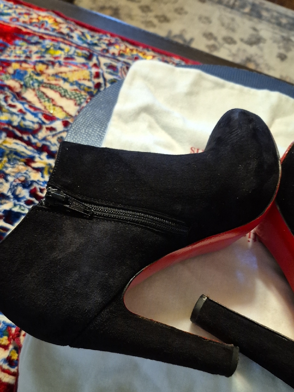 Christian Louboutin Authentic Black Suede Bobsleigh Booties. Sz.36.5. - Picture 10 of 16